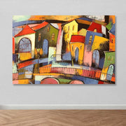 Quadro em Tela Decorativa Multicolor 100x140 cm com Moldura em Madeira (3–4 cm), 100% Tela (Canvas)