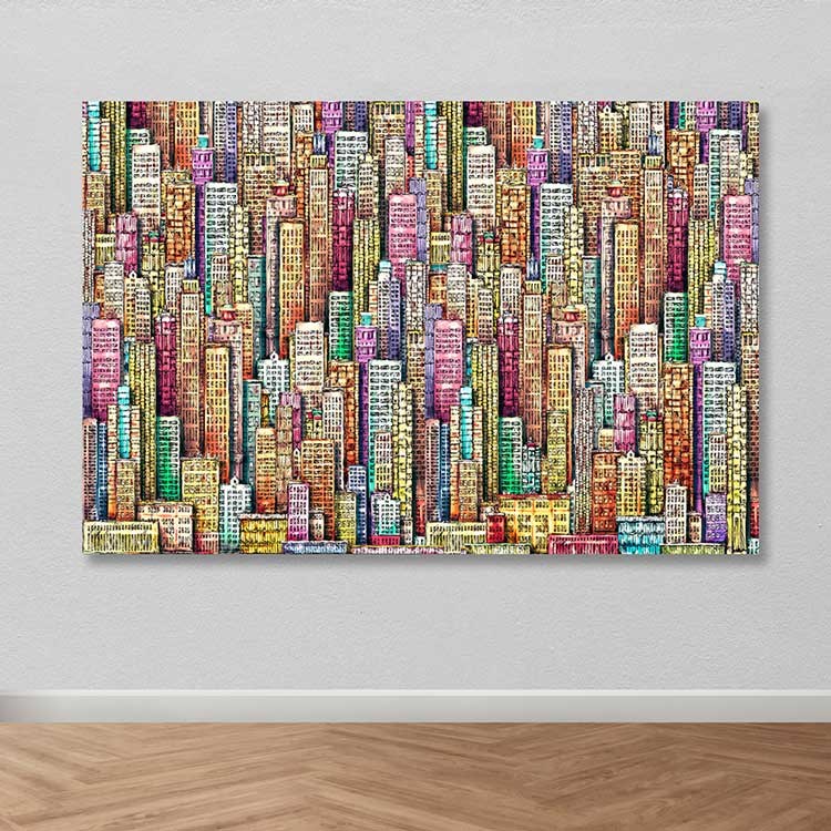 Quadro em Tela Decorativo Multicolor 100 x 140 cm, Canvas 100%, Moldura de Madeira (3–4 cm)