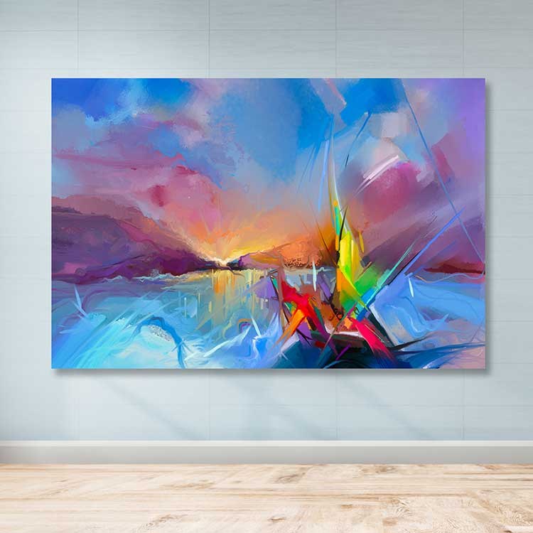 Quadro em Tela Decorativa Multicolor 100x140 cm, Canvas 100% com Moldura de Madeira (3–4 cm)