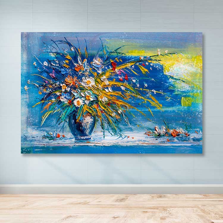 Quadro em Tela Decorativo Multicolorido com Moldura de Madeira 100x140 cm