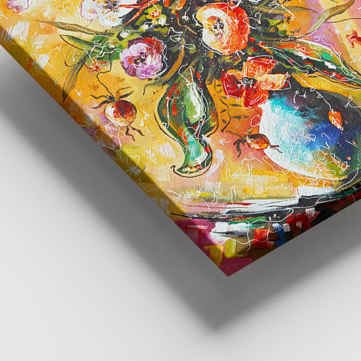 Quadro Decorativo em Tela 100% com Moldura de Madeira (3–4 cm) – 100 x 140 cm – Multicor