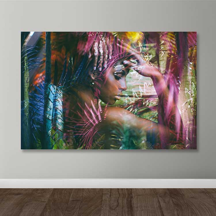 Quadro em Tela Decorativa Multicolor 100x140 cm com Moldura de Madeira (100% Canvas)