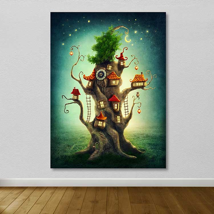 Tela Decorativa em Canvas Multicolor 100x140 cm com Moldura de Madeira (3–4 cm)