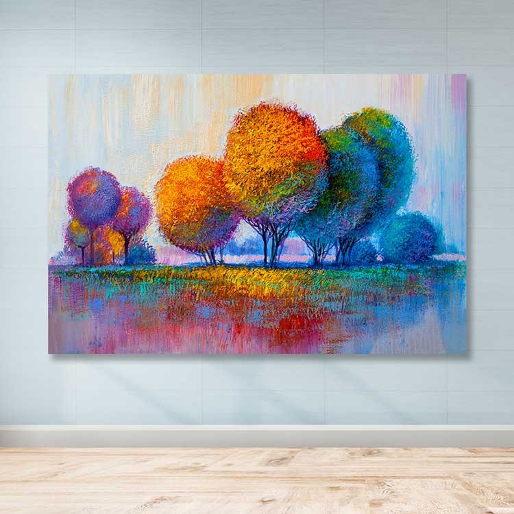 Quadro em Tela Decorativo Multicolor 100x140 cm com Moldura de Madeira (100% Canvas, 3–4 cm)