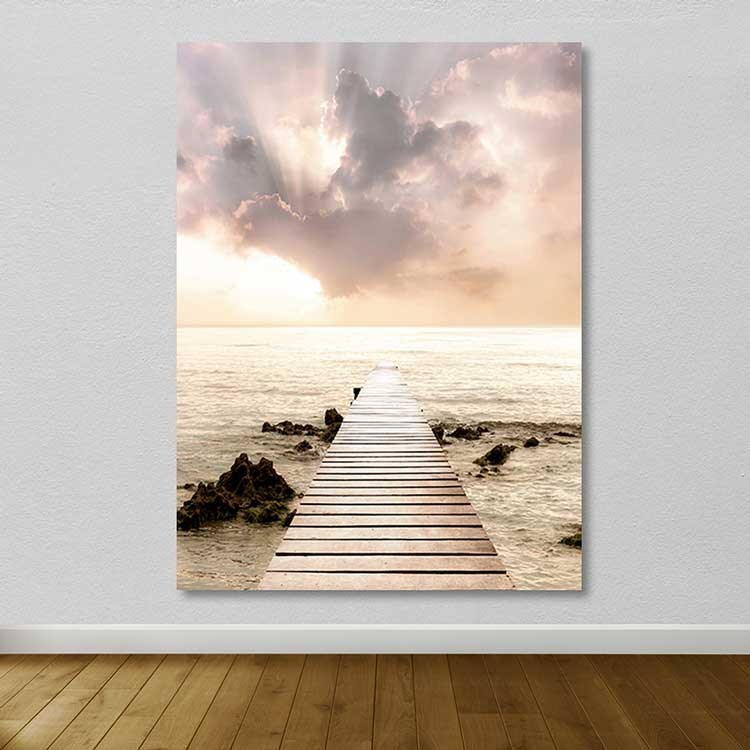 Quadro em Tela Decorativo Multicolor 100x140 cm com Moldura de Madeira (100% Canvas)