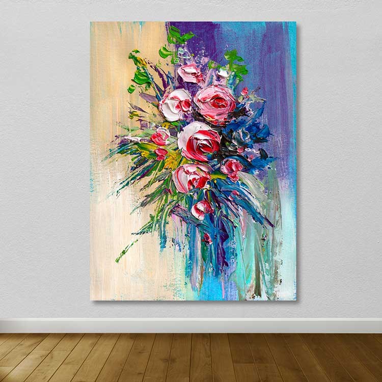 Quadro em Tela Decorativa Multicolor 100x140 cm com Moldura de Madeira (3–4 cm)