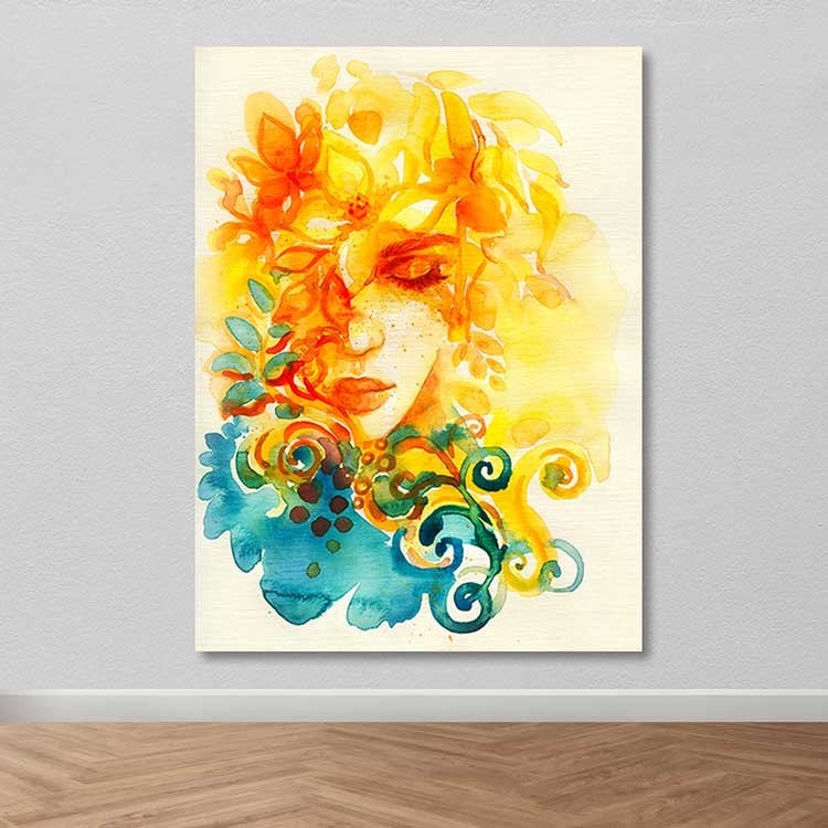 Quadro Decorativo em Tela Canvas Multicolor 100x140 cm com Moldura de Madeira (3–4 cm)