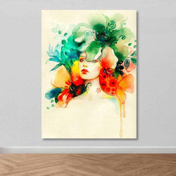 Quadro Decorativo em Canvas 100% Multicolor 100x140 cm com Moldura de Madeira (3–4 cm)