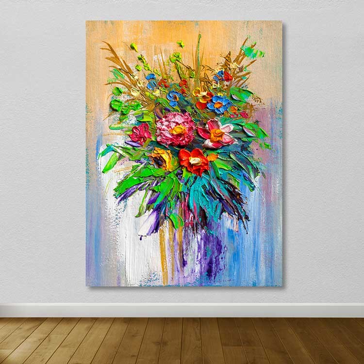 Quadro em Tela Decorativa Multicolorido 100x140 cm, 100% Canvas, com Moldura de Madeira (3–4 cm)