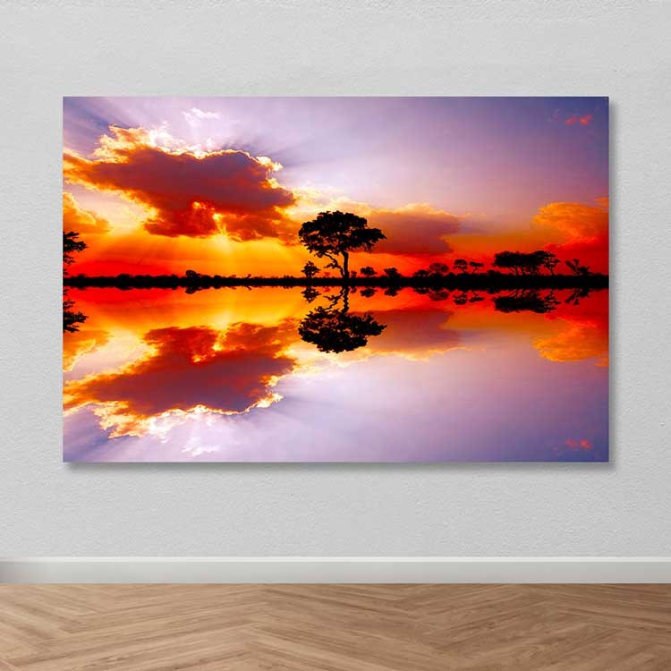 Quadro em Tela Decorativa Multicolor 100x140 cm com Moldura em Madeira (3–4 cm) – 100% Canvas