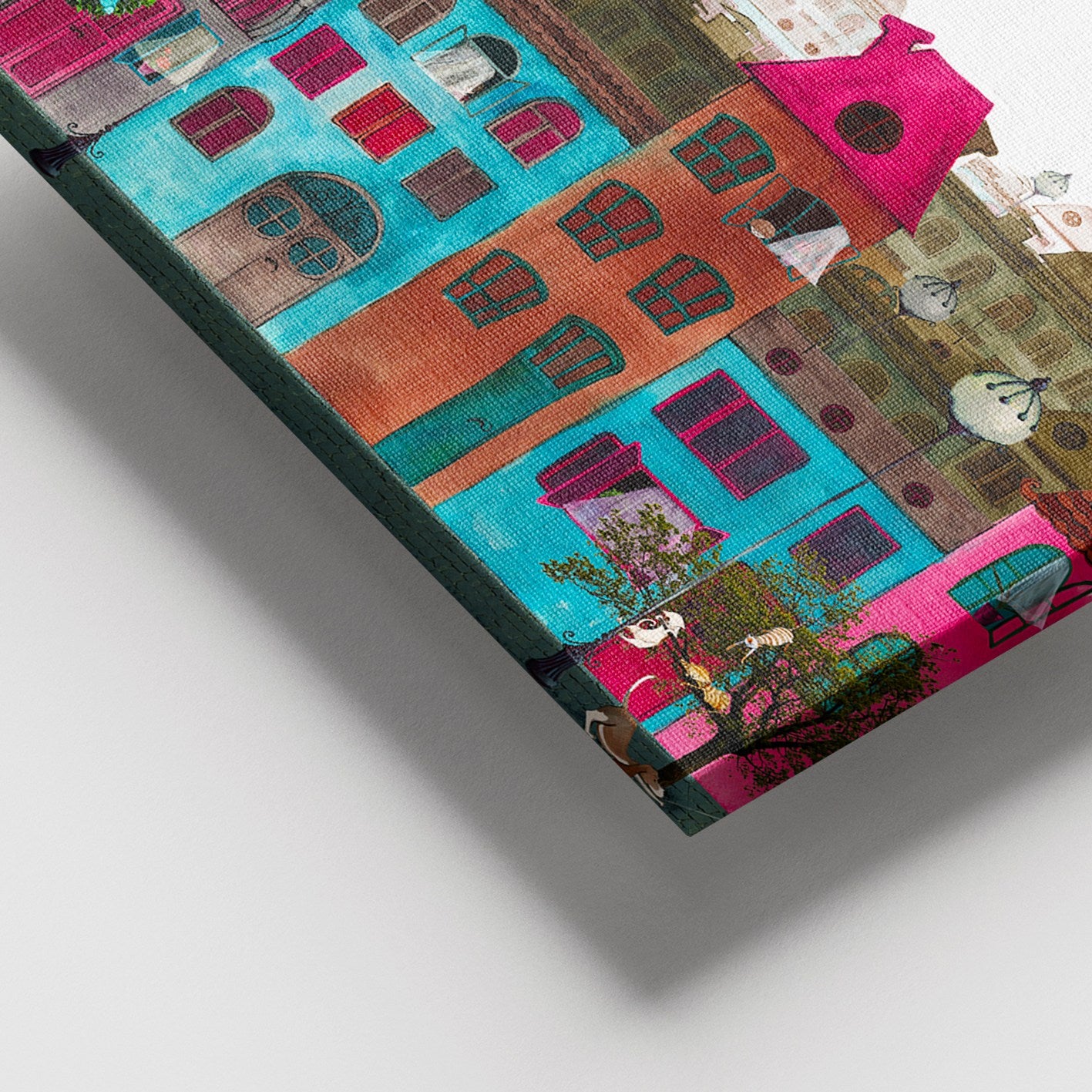 Quadro em Tela Decorativo Multicolor 100x140 cm com Moldura de Madeira (3–4 cm)