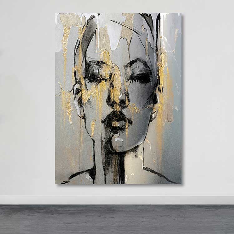 Quadro em Tela Decorativo Multicolor 100x140 cm com Moldura de Madeira (3–4 cm)