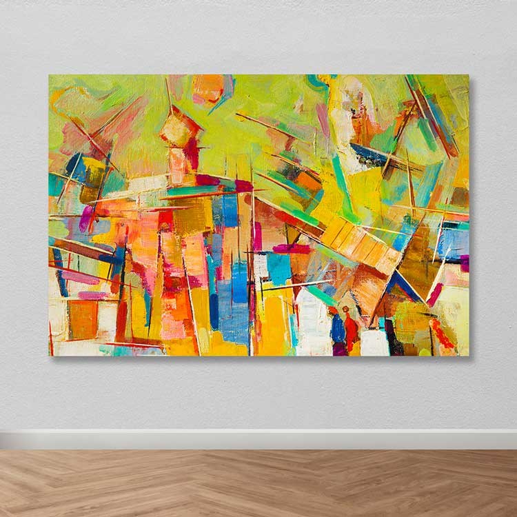 Tela Decorativa em Canvas Multicolor com Moldura de Madeira 100x140 cm