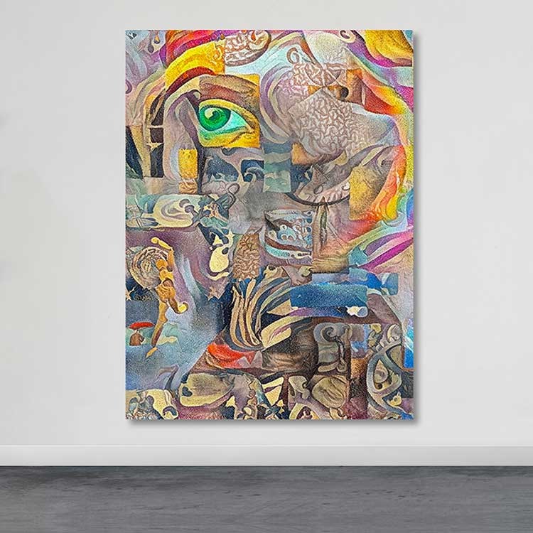 Tela Decorativa em Canvas Multicolor com Moldura 100% Madeira (3–4 cm), 100 x 140 cm