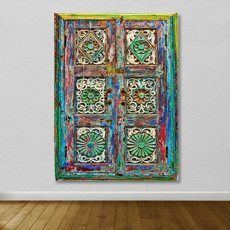 Quadro em Tela Decorativo Multicolor 100x140 cm com Moldura de Madeira (3–4 cm)