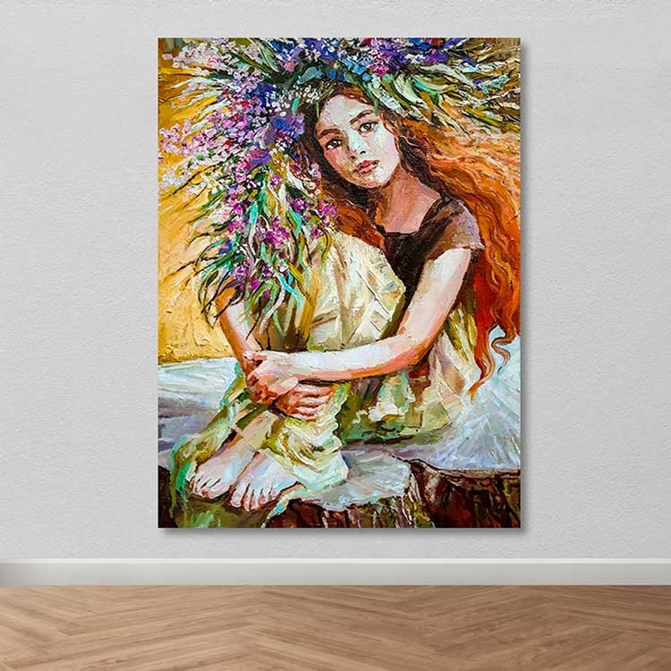 Tela Decorativa Multicolor 100x140 cm com Moldura de Madeira (3–4 cm) – 100% Canvas