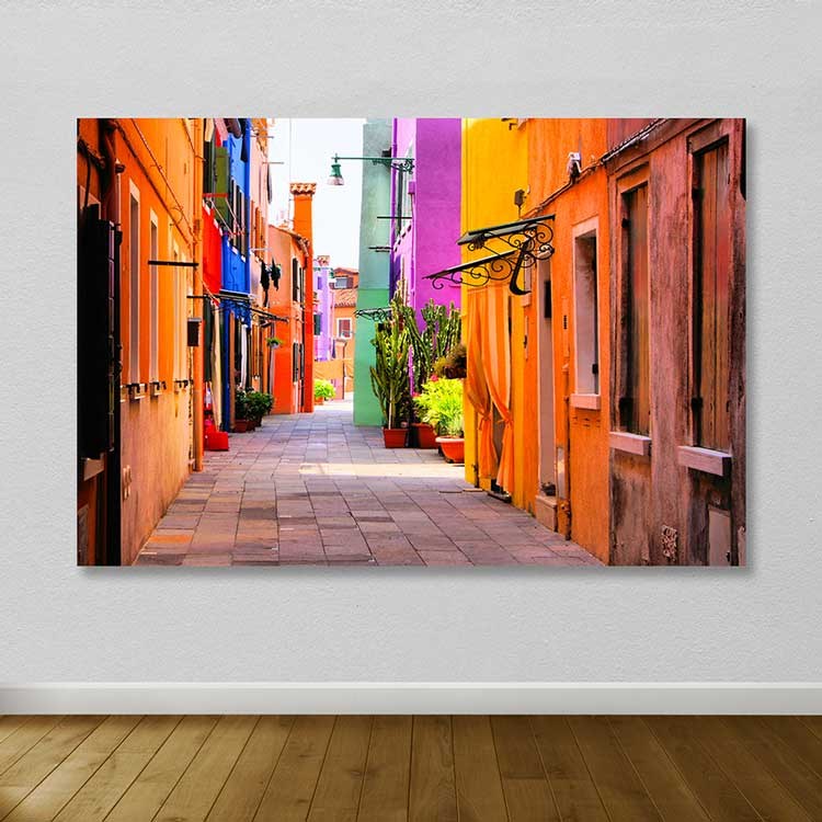 Tela Decorativa em Lona 100% com Moldura 100% Madeira (3–4 cm), 100 x 140 cm – Multicolor | Ref. 205DNT1377