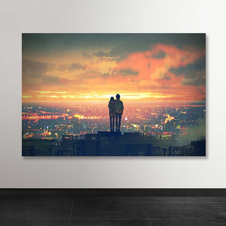 Tela Decorativa Multicolor 100x140 cm com Moldura de Madeira (3–4 cm), 100% Canvas