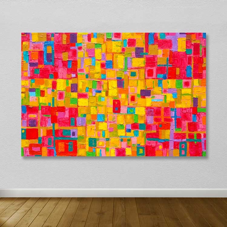 Tela Decorativa Multicolor em Canvas 100% com Moldura de Madeira (3–4 cm) – 100 x 140 cm