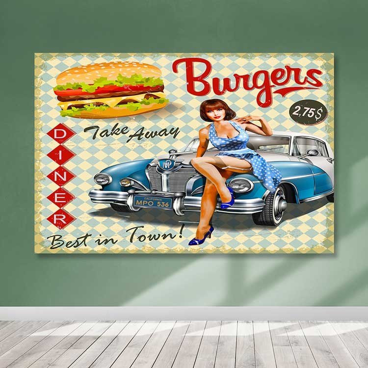 Quadro em Tela Decorativo Multicolorido 100 x 140 cm com Moldura de Madeira (3–4 cm)