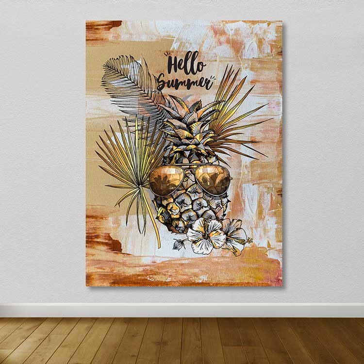 Tela Decorativa Multicolor 100x140 cm com Moldura de Madeira (3-4 cm)