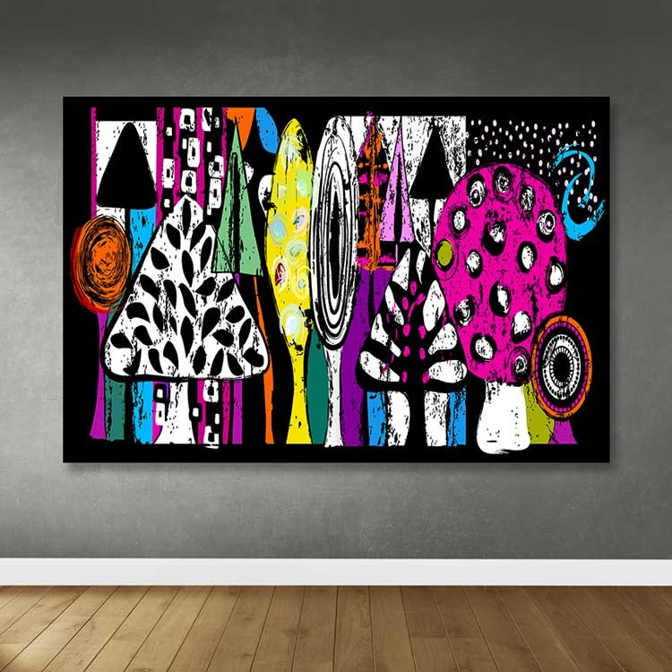 Quadro Decorativo em Tela 100% Canvas Multicolor 100x140 cm com Moldura de Madeira (3–4 cm)