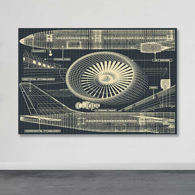 Quadro em Tela Decorativa Multicolor 100x140 cm com Moldura de Madeira (3-4 cm) – 100% Canvas