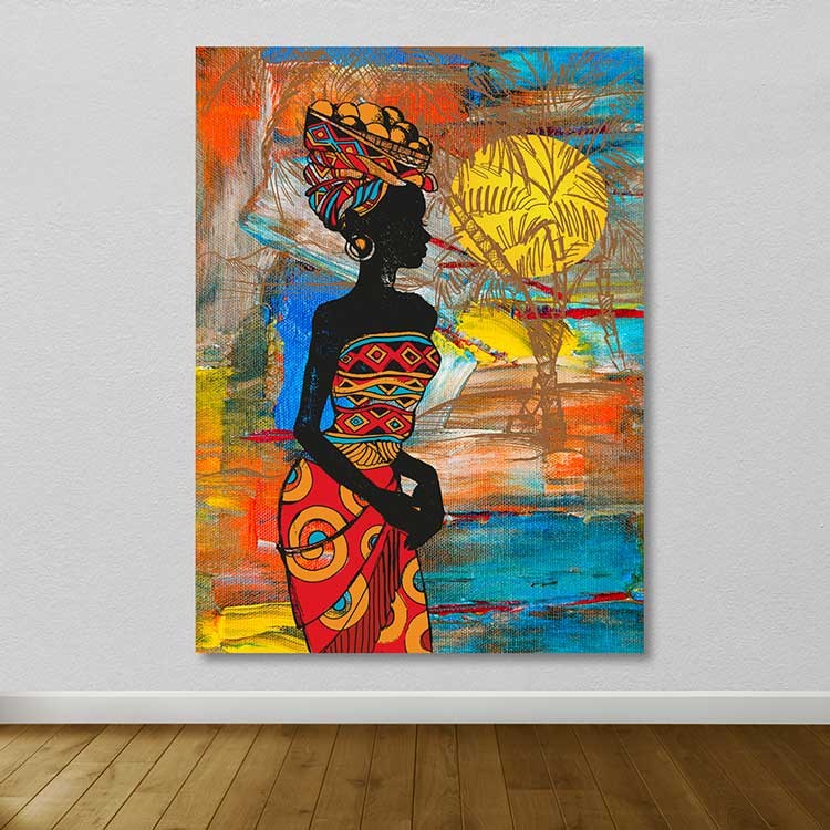 Quadro em Tela Decorativa Multicolor 100x140 cm com Moldura de Madeira (3–4 cm) – 100% Canvas