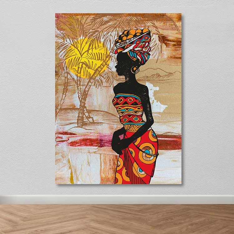 Quadro em Tela Decorativa Multicolor 100x140 cm com Moldura de Madeira (3–4 cm)