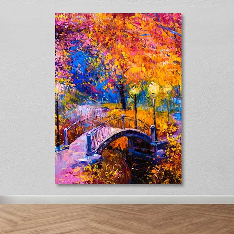 Quadro em Tela Decorativa Multicolor 100x140 cm com Moldura de Madeira (3–4 cm)