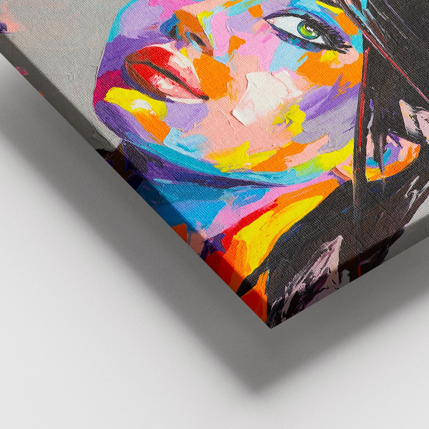 Quadro em Tela Decorativa Multicolor 100x140 cm com Moldura de Madeira (3-4 cm)