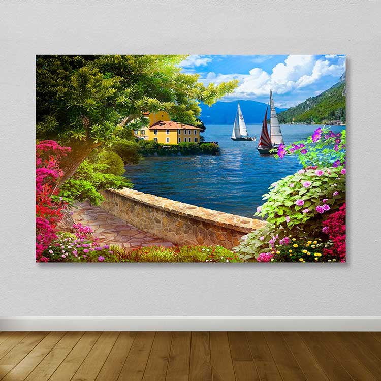 Quadro em Tela Decorativo Multicolor 100x140 cm com Moldura de Madeira (3–4 cm)