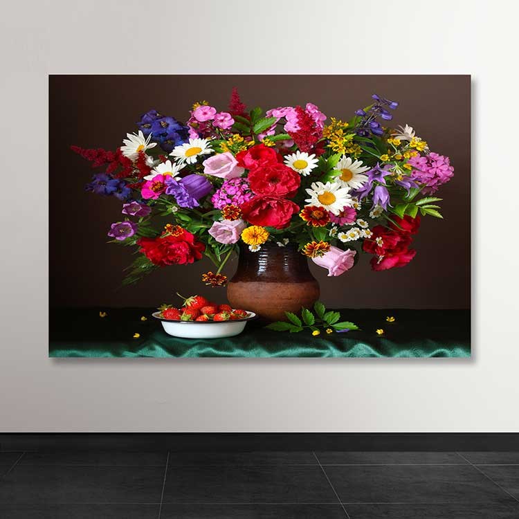 Tela Decorativa Multicolor em Canvas 100% com Moldura de Madeira 100x140 cm (3–4 cm)