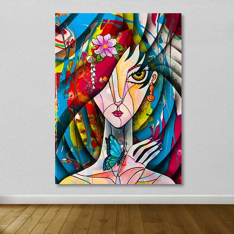 Tela Decorativa Multicolor 100 x 140 cm com Moldura de Madeira (3-4 cm) – 100% Tela