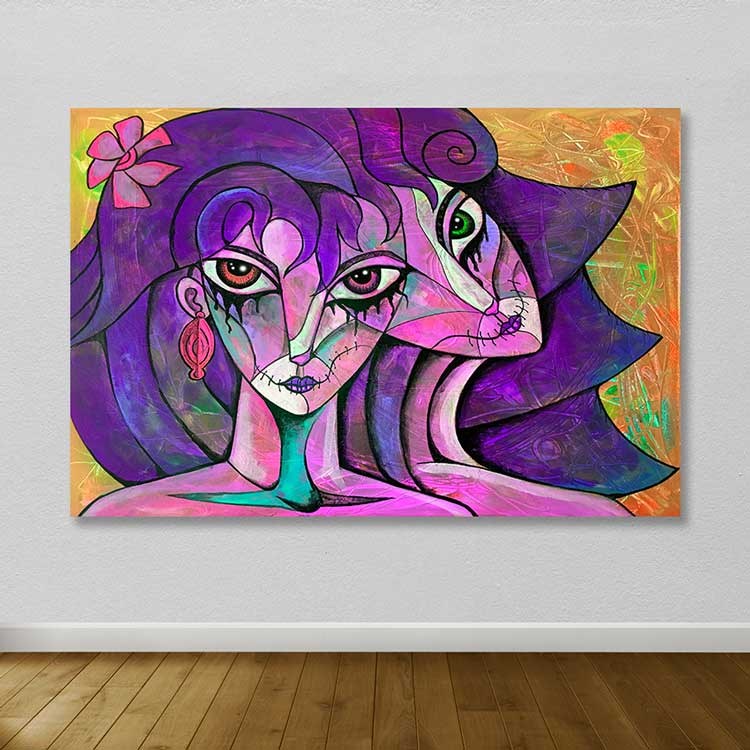 Quadro em Tela Decorativa Multicolorido 100x140 cm, 100% Canvas, Moldura de Madeira (3–4 cm)