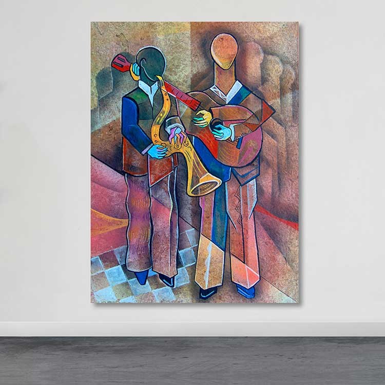 Tela Decorativa Multicolor 100x140 cm em Canvas com Moldura de Madeira (3–4 cm)