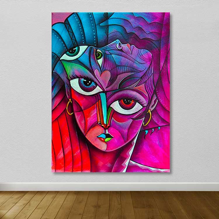 Quadro em Tela 100% com Moldura de Madeira (3-4 cm) 100x140 cm - Multicolor | 205DNT1490