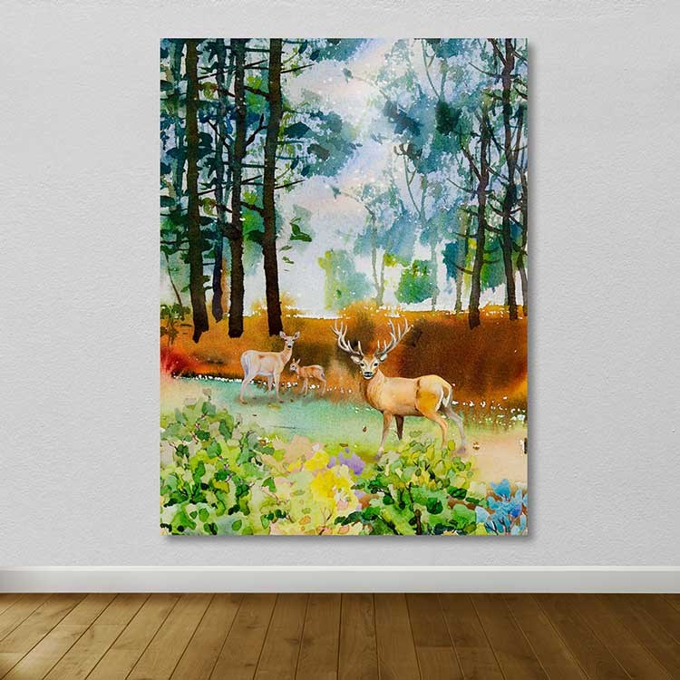 Quadro em Tela 100% Canvas Multicolorido 100 x 140 cm com Moldura de Madeira (3–4 cm)