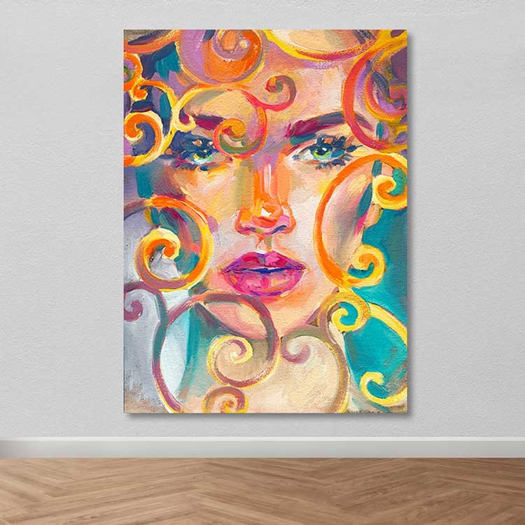 Quadro Decorativo em Tela Multicolor, Moldura de Madeira, 100x140 cm