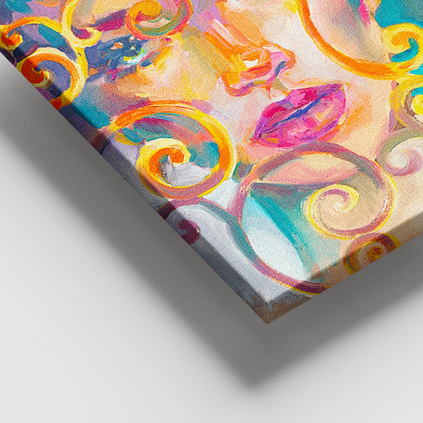 Quadro Decorativo em Tela Multicolor, Moldura de Madeira, 100x140 cm