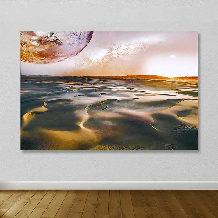 Quadro em Tela Decorativa Multicolor 100x140 cm com Moldura de Madeira (3–4 cm)