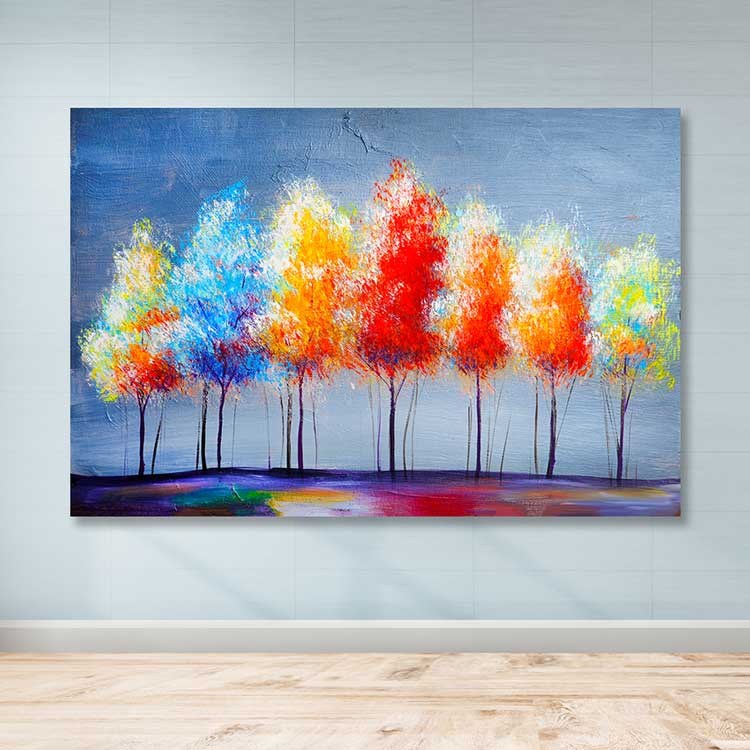 Tela Decorativa Multicolor 100x140 cm com Moldura em Madeira (3–4 cm) – 100% Canvas