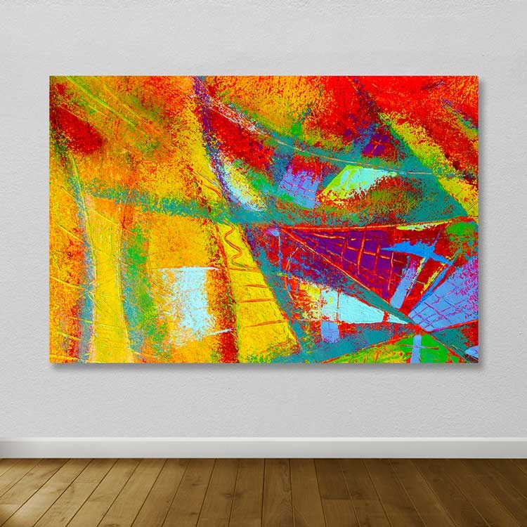 Tela Decorativa Multicolor 100 x 140 cm com Moldura de Madeira (3–4 cm), 100% Canvas