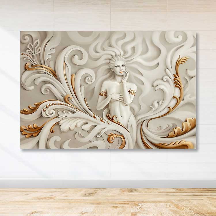 Quadro em Tela Decorativo Multicolor 100 x 140 cm, Moldura de Madeira 3–4 cm, 100% Canvas