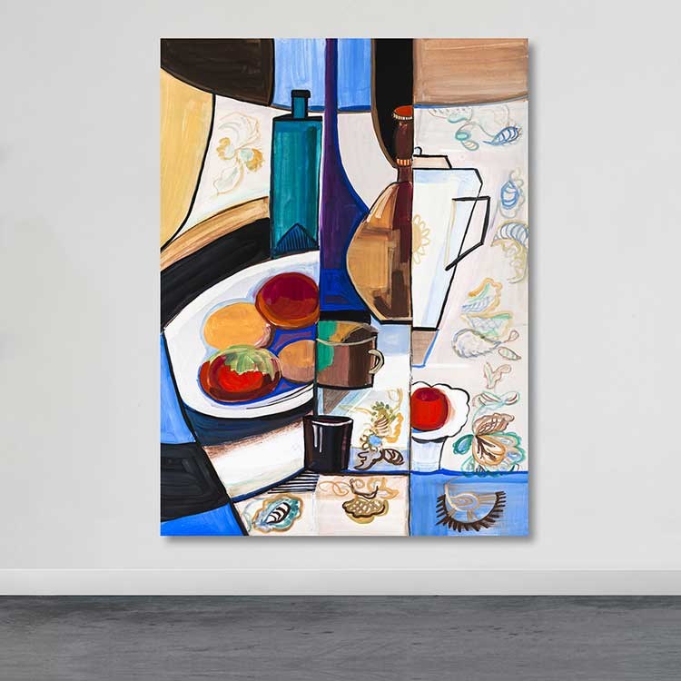 Quadro em Tela Decorativo Multicolor 100x140 cm — 100% Tela, Moldura de Madeira (3–4 cm)