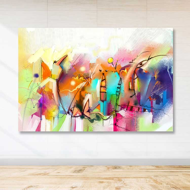 Quadro em Tela Decorativo Multicolor 100x140 cm com Moldura de Madeira (3–4 cm) – 100% Canvas