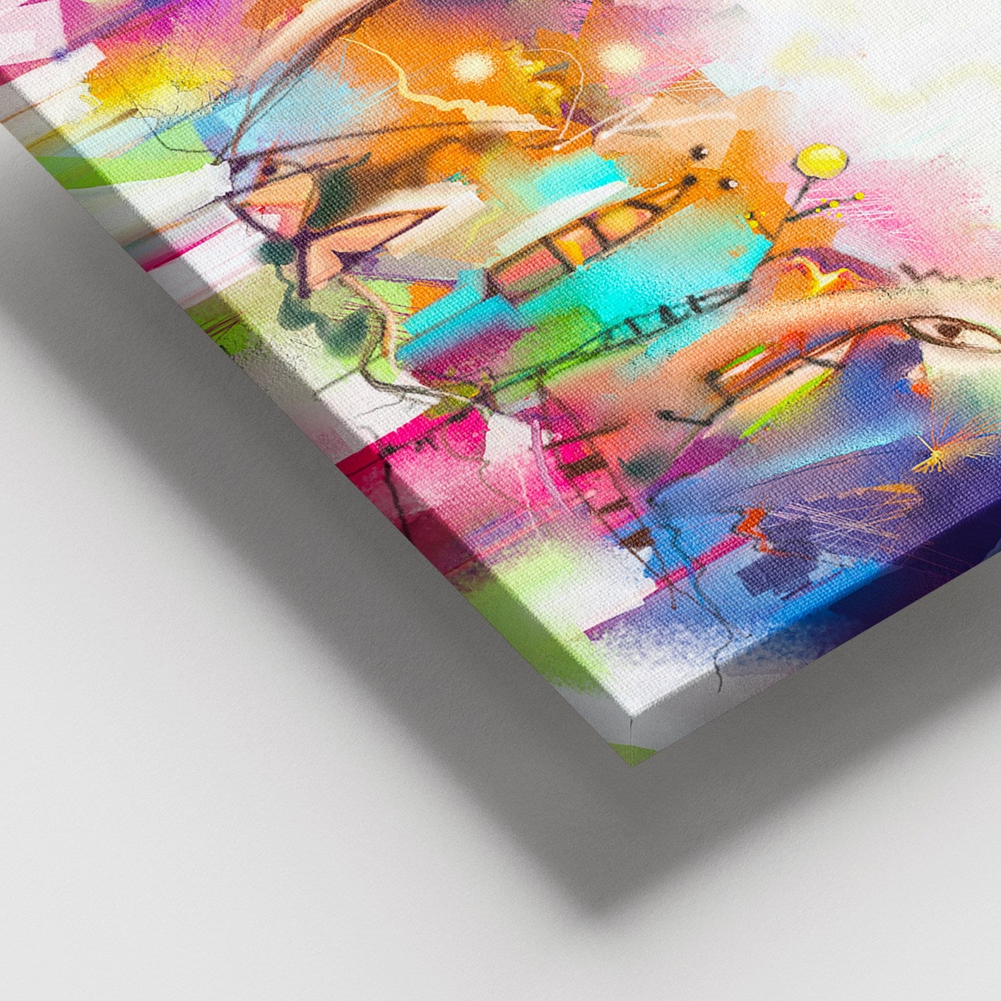 Quadro em Tela Decorativo Multicolor 100x140 cm com Moldura de Madeira (3–4 cm) – 100% Canvas