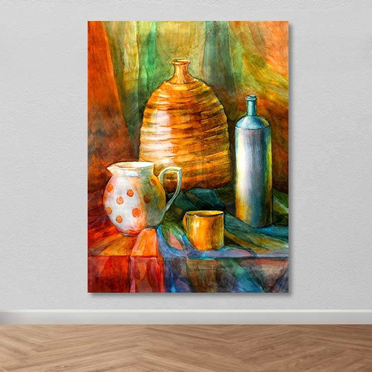 Quadro em Tela Decorativa Multicolor 100x140 cm, 100% Tela, Moldura de Madeira 3–4 cm