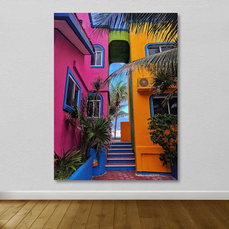 Quadro em Tela Decorativo Multicolor 100x140 cm com Moldura de Madeira 3-4 cm – 100% Tela | DEV02662100140