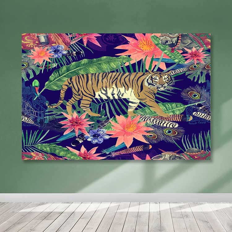 Tela Decorativa em Canvas com Moldura de Madeira, Multicolor, 100 x 140 cm